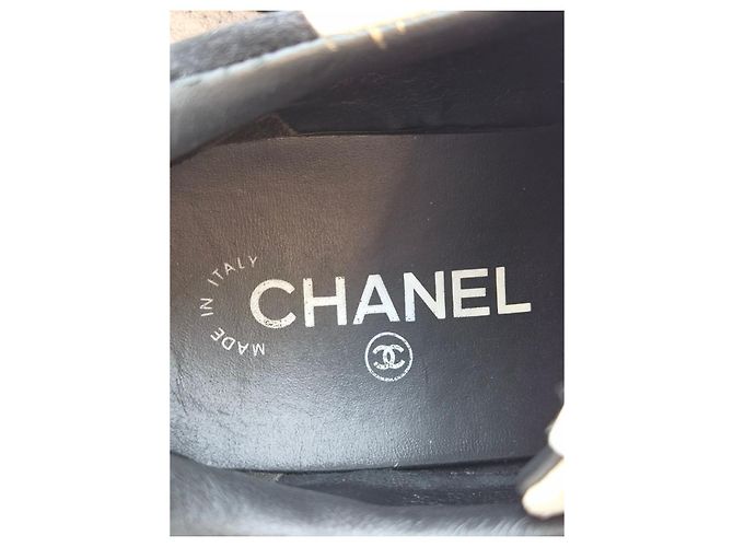 Chanel Sneakers Lettering Gray Black Marrone - vista 13