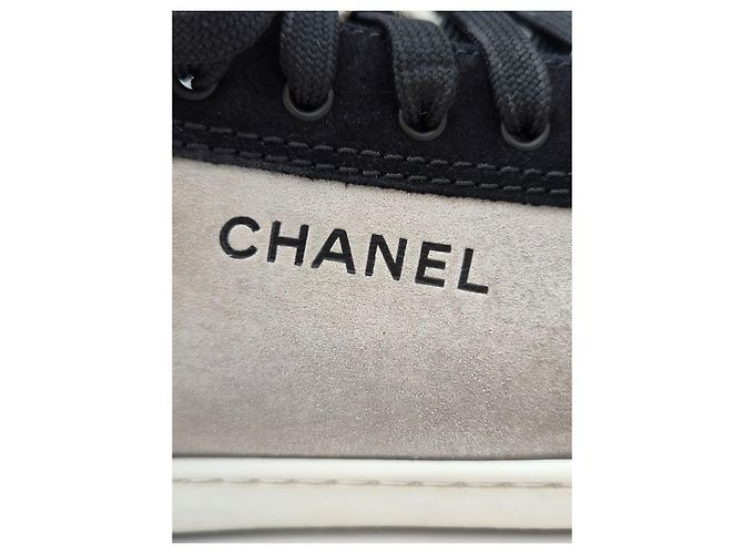Chanel Sneakers Lettering Gray Black Marrone - vista 17