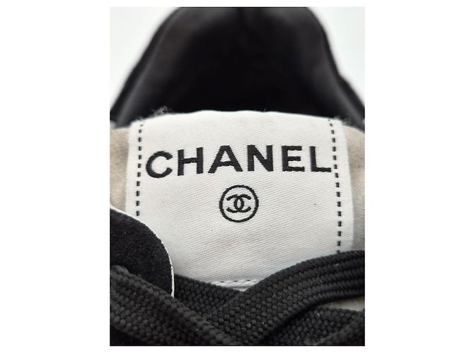 Chanel Sneakers Lettering Gray Black Marrone - vista 18