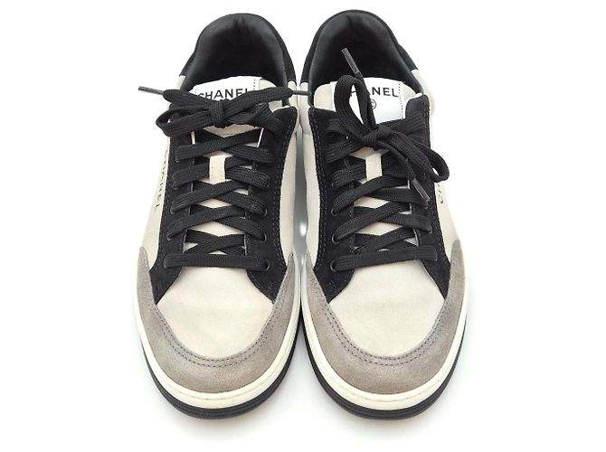 Chanel Sneakers Lettering Gray Black Marrone - vista 4