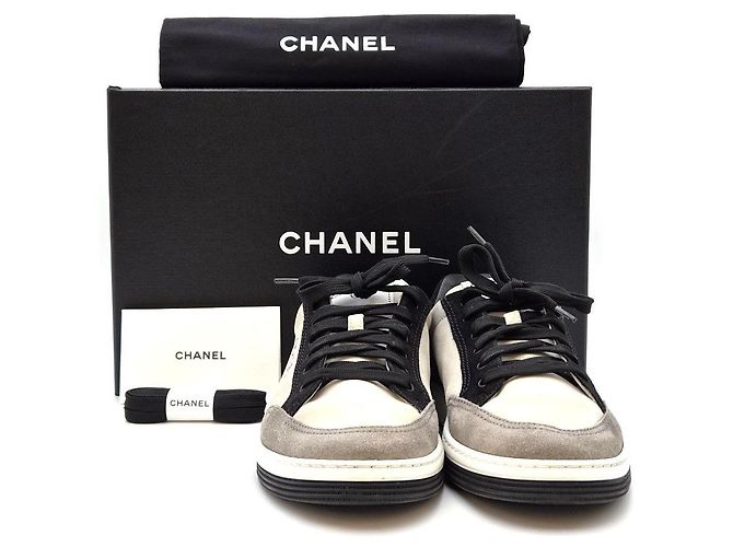Chanel Sneakers Lettering Gray Black Marrone - vista 5