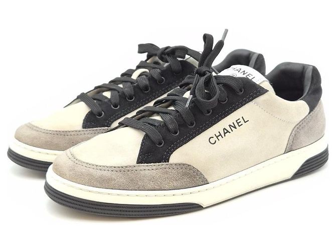 Chanel Sneakers Lettering Gray Black Marrone - vista 7
