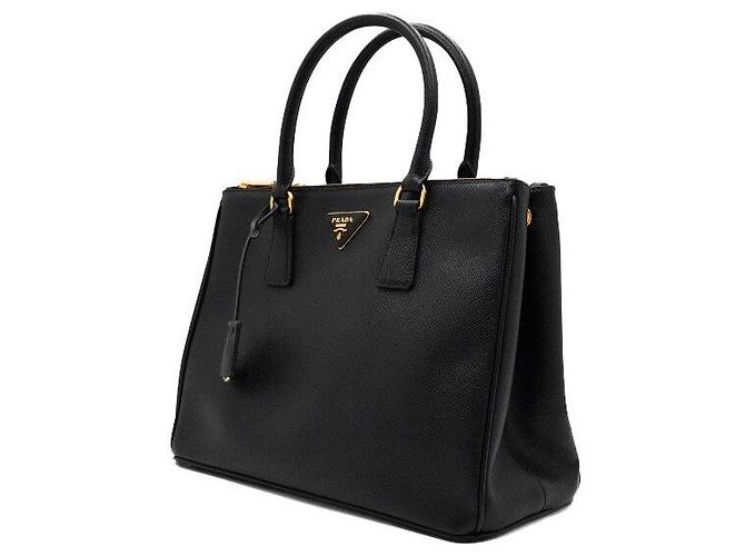 Prada Borsa Tote e Borsa a Tracolla Galleria Saffiano Lux Black con Doppia Cerniera Nero - vista 2