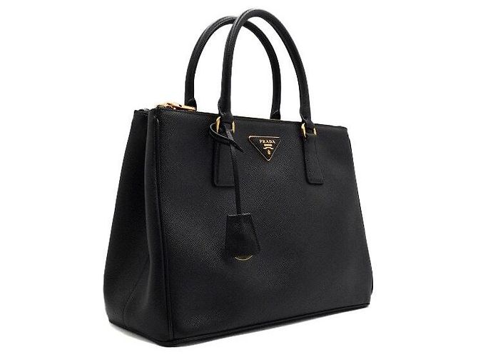 Prada Borsa Tote e Borsa a Tracolla Galleria Saffiano Lux Black con Doppia Cerniera Nero - vista 3