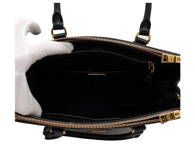 Prada Borsa Tote e Borsa a Tracolla Galleria Saffiano Lux Black con Doppia Cerniera Nero - vista 5