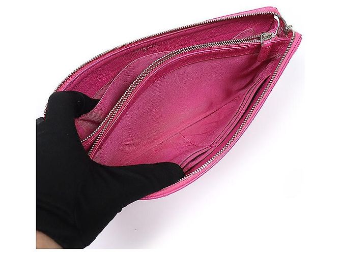 Chanel Clutch Large Timeless Classic ZIP in Caviar Rosa - vista 5