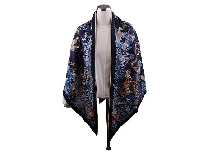 Hermès Lenço Triângulo Equateur Azul - vista 10