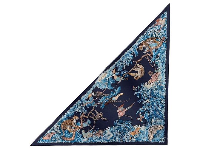 Hermès Lenço Triângulo Equateur Azul - vista 2