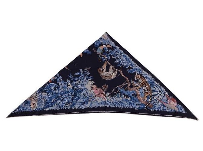 Hermès Lenço Triângulo Equateur Azul - vista 8