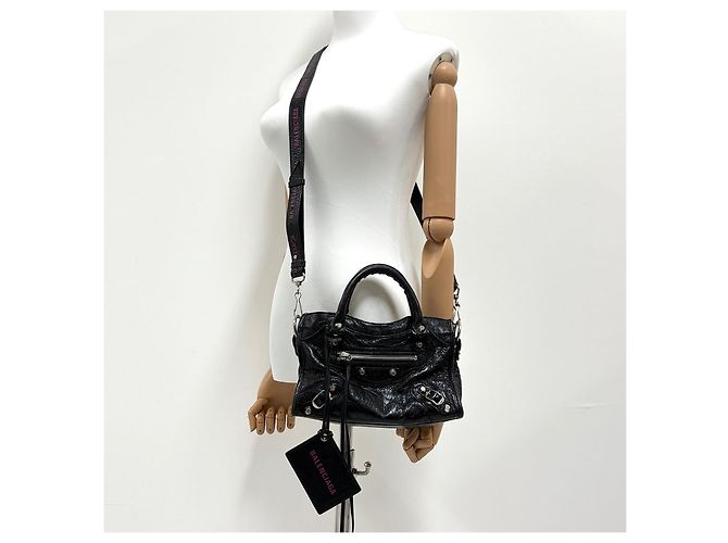 Balenciaga Classic Mini City Motorbag Black Nero - vista 4