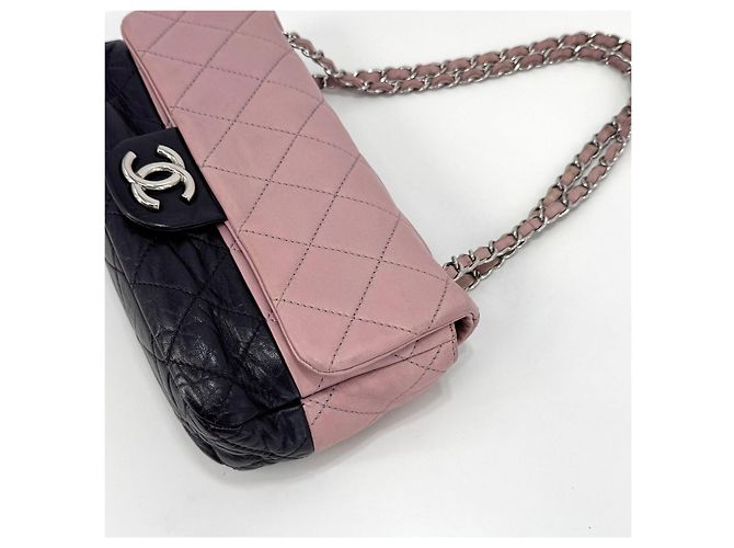 Chanel Borsa a tracolla con patta, logo argento e doppia catena Nero - vista 10