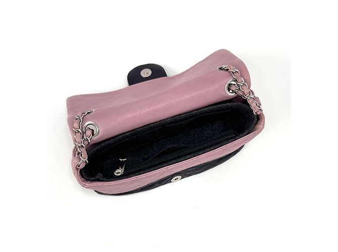 Chanel Borsa a tracolla con patta, logo argento e doppia catena Nero - vista 13