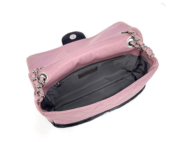 Chanel Borsa a tracolla con patta, logo argento e doppia catena Nero - vista 14