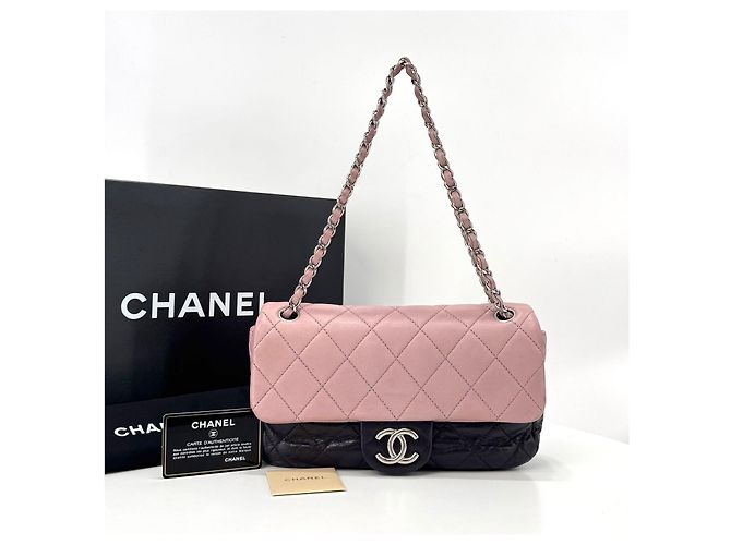 Chanel Borsa a tracolla con patta, logo argento e doppia catena Nero - vista 18
