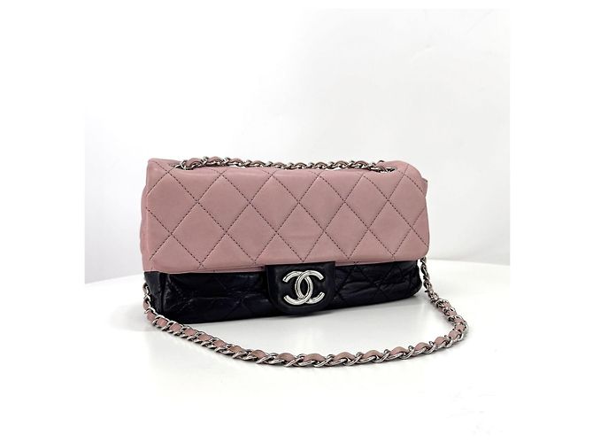 Chanel Borsa a tracolla con patta, logo argento e doppia catena Nero - vista 22