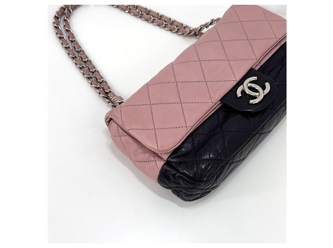 Chanel Borsa a tracolla con patta, logo argento e doppia catena Nero - vista 26