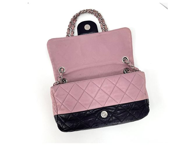 Chanel Borsa a tracolla con patta, logo argento e doppia catena Nero - vista 29