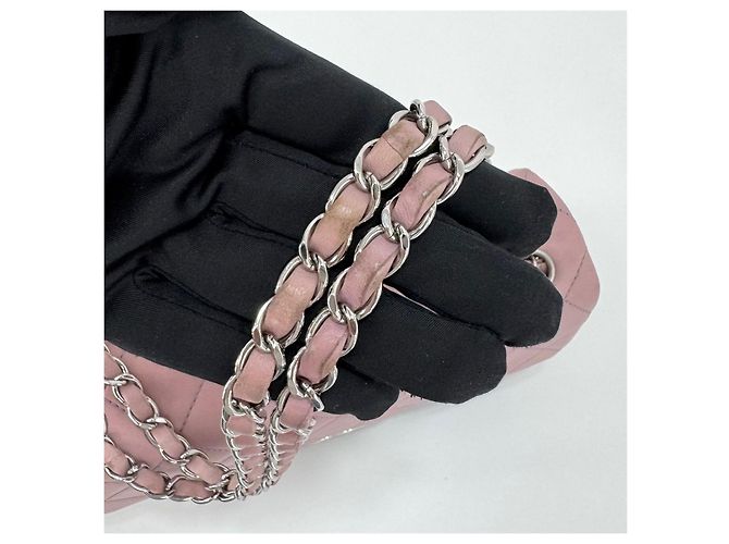 Chanel Borsa a tracolla con patta, logo argento e doppia catena Nero - vista 32