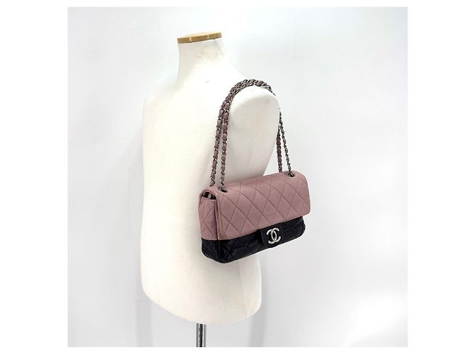 Chanel Borsa a tracolla con patta, logo argento e doppia catena Nero - vista 4