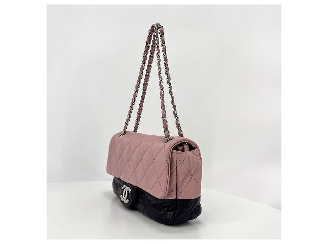 Chanel Borsa a tracolla con patta, logo argento e doppia catena Nero - vista 7