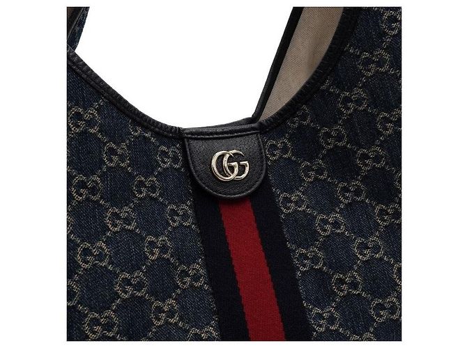 Gucci Bolso Tote Giglio Large de lona denim Blue GG Azul - vista 8
