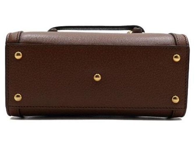 Bamboo Gucci Mini borsa tote in pelle marrone con manico in bambù - vista 6