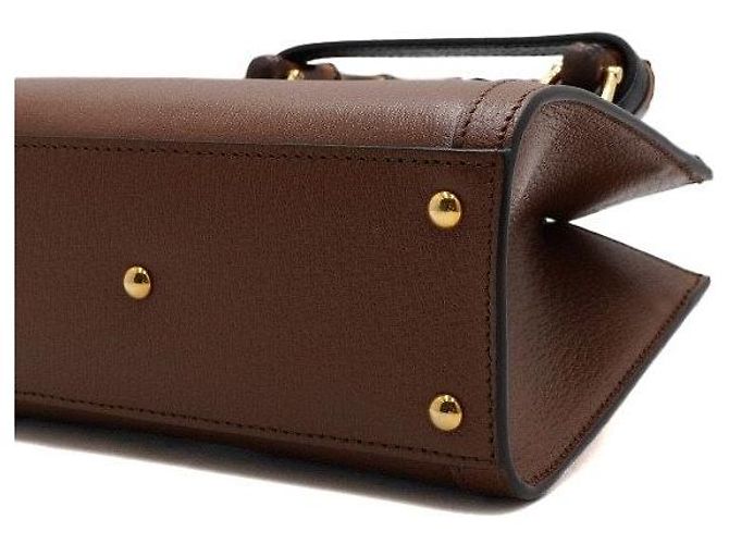 Bamboo Gucci Mini borsa tote in pelle marrone con manico in bambù - vista 7