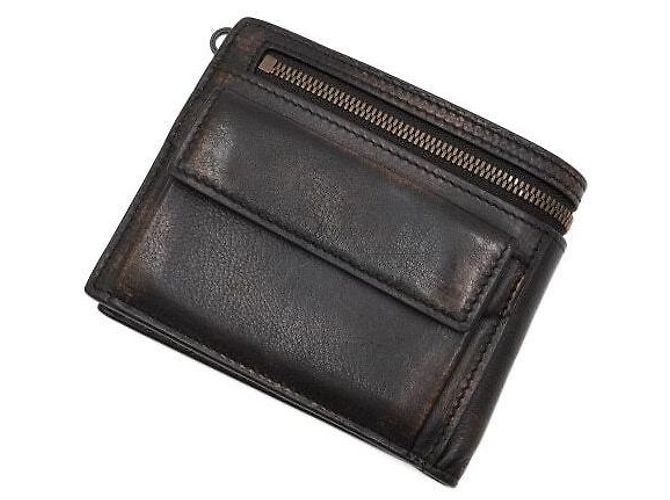 Balenciaga Brown Old Leather Supervised Square Folded Men's Wallet - view 12