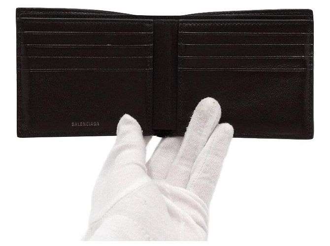 Balenciaga Brown Old Leather Supervised Square Folded Men's Wallet - view 7