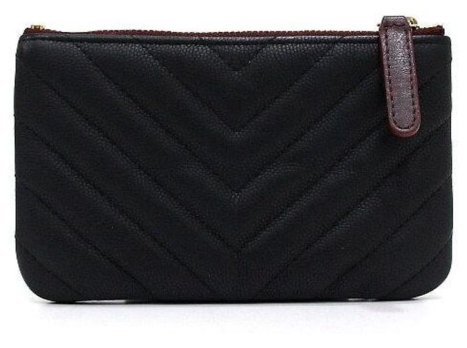 Chanel Mini Pochette Caviar Chevron Nero - vista 5