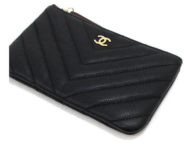 Chanel Mini Pochette Caviar Chevron Nero - vista 8