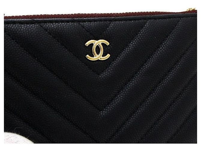 Chanel Mini Pochette Caviar Chevron Nero - vista 9