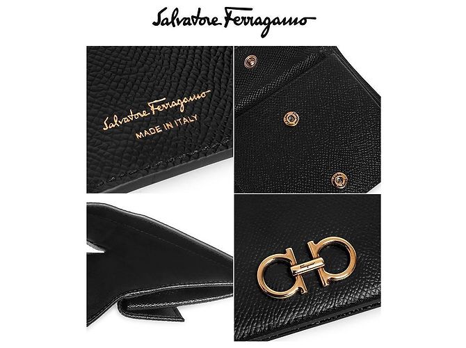 Salvatore Ferragamo Cartera Gold Double Gancini Cartera de Mujer Pequeña Negro - vista 10