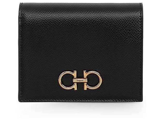 Salvatore Ferragamo Cartera Gold Double Gancini Cartera de Mujer Pequeña Negro - vista 3