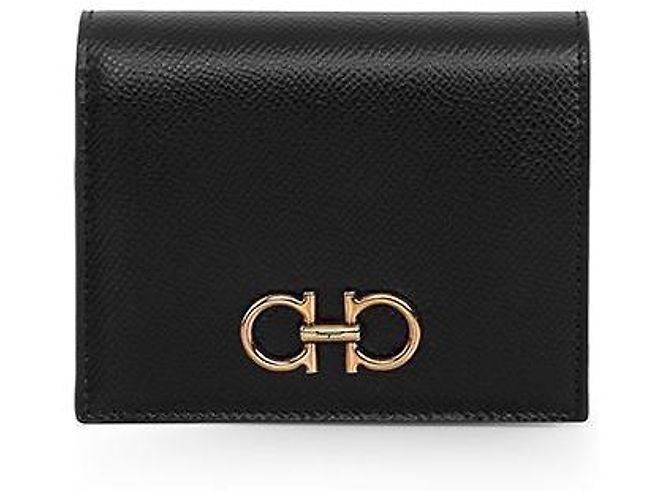 Salvatore Ferragamo Cartera Gold Double Gancini Cartera de Mujer Pequeña Negro - vista 4
