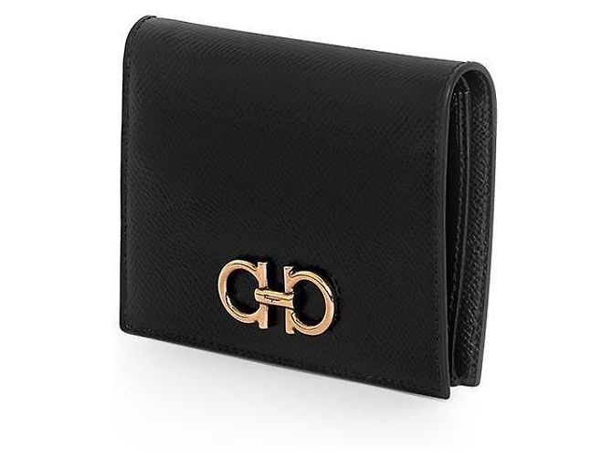 Salvatore Ferragamo Cartera Gold Double Gancini Cartera de Mujer Pequeña Negro - vista 6