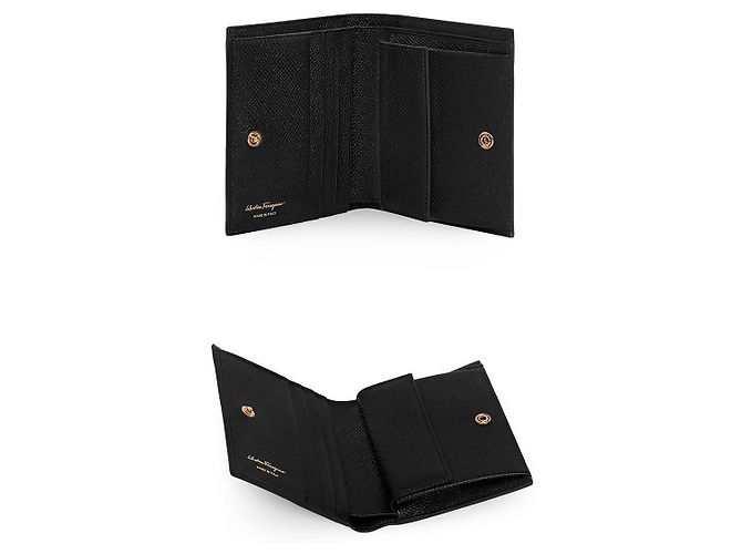Salvatore Ferragamo Cartera Gold Double Gancini Cartera de Mujer Pequeña Negro - vista 8