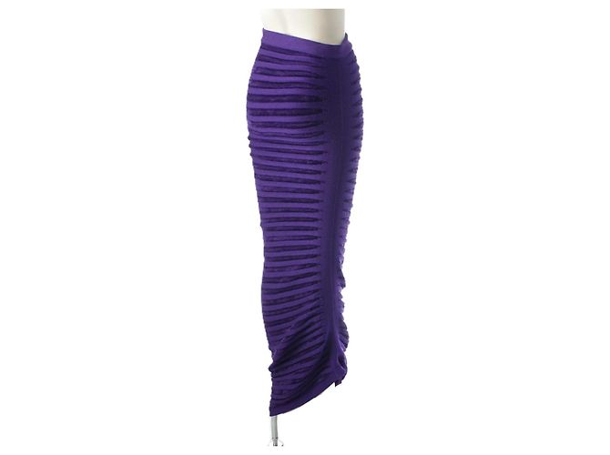 Alaïa Set aus violettem Strick-Oberteil und Rock Lila - Ansicht 5