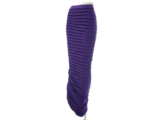 Alaïa Set aus violettem Strick-Oberteil und Rock Lila - Ansicht 6
