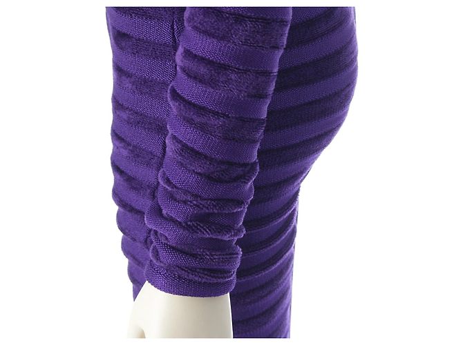 Alaïa Set aus violettem Strick-Oberteil und Rock Lila - Ansicht 7