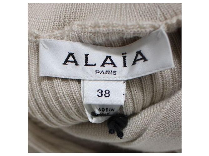Alaïa Mono de seda y cashmere beige - vista 6