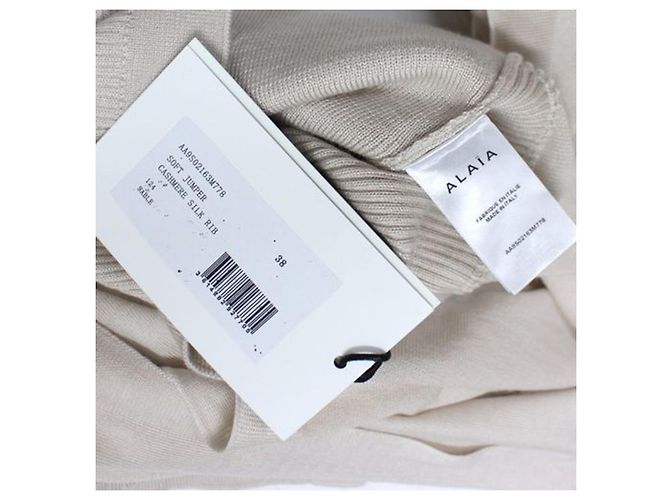 Alaïa Mono de seda y cashmere beige - vista 7