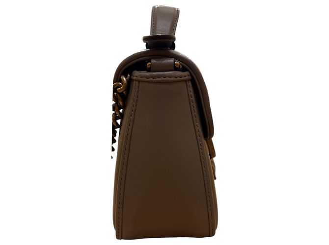 Gucci GG Marmont Monochrome Top Handle Flap Matelasse Leather Mini Marrone - vista 2