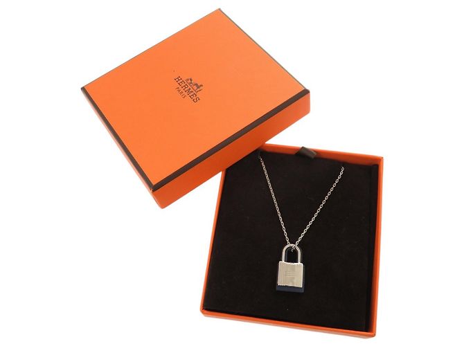 Hermès Collana Hermes O'Kelly PM Metal Swift Argento Blu navy - vista 2