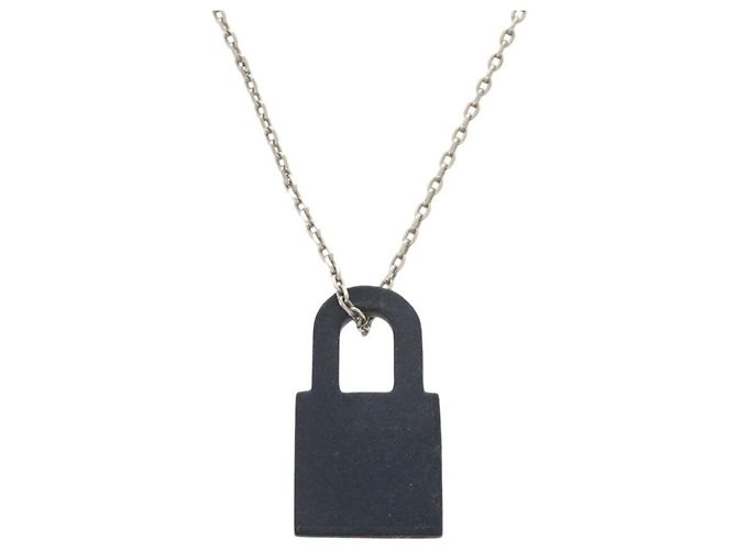Hermès Collana Hermes O'Kelly PM Metal Swift Argento Blu navy - vista 3