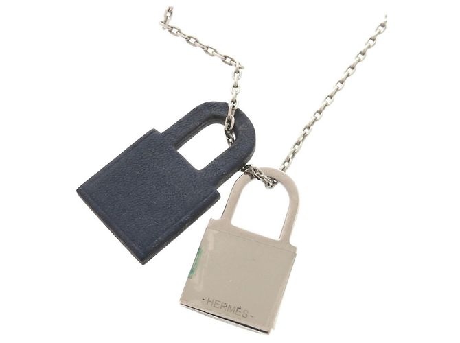 Hermès Collana Hermes O'Kelly PM Metal Swift Argento Blu navy - vista 6