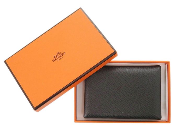 Hermès Portamonete Hermes Calvi Duo Damier ebene - vista 2