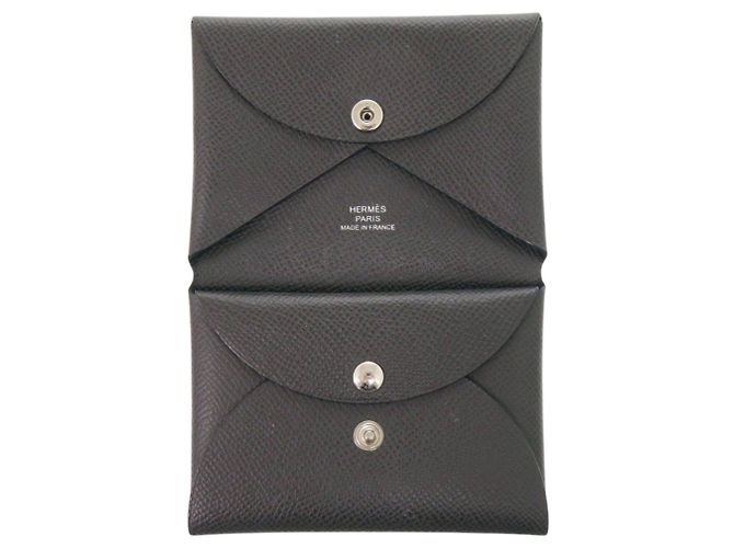 Hermès Portamonete Hermes Calvi Duo Damier ebene - vista 5
