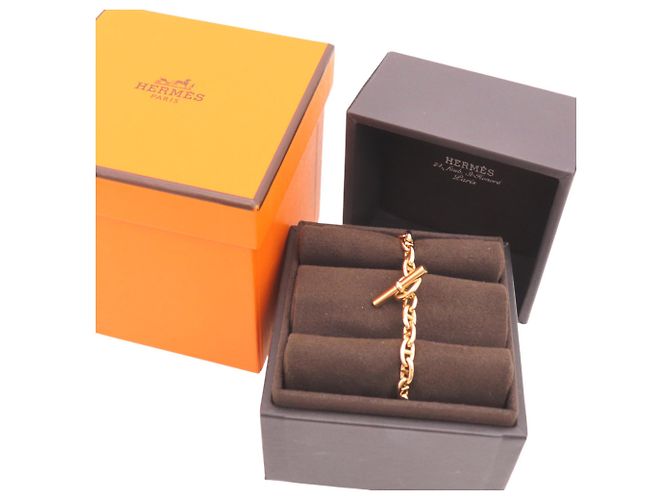 Hermès Bracciale Charm Hermes Chaine d'Ancre TPM in Oro Rosa D'oro - vista 2