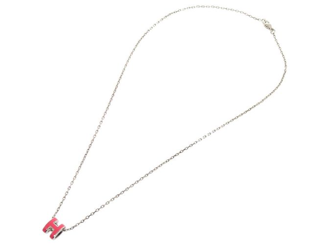 Hermès Hermes Pop H Mini Halskette Rosa mit silberner Hardware Pink - Ansicht 2